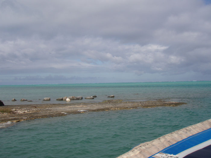 Tight little harbor - the Americans blasted the harbor and channel through the coral in WWII