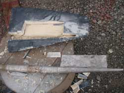 Rudder and shaft disassembled