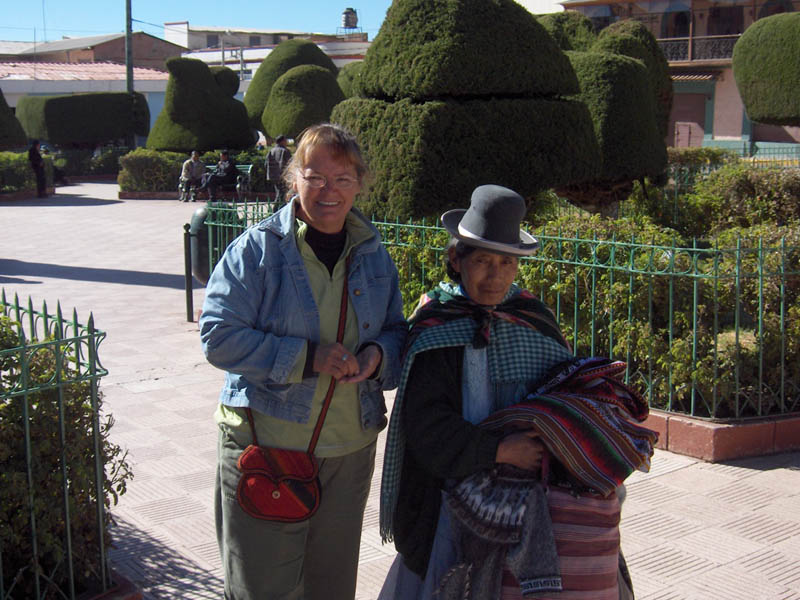 Sharon and Inca lady - The lady asked for a Sole ($.30) to take here picture - we oblidged her